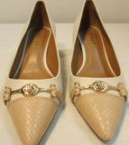 Coach Lauri Chalk/Beechwood Leather Kitten Heel Pump