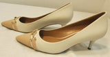 Coach Lauri Chalk/Beechwood Leather Kitten Heel Pump