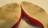 Michael Kors Red Open Toed Leather Slip on Kitten Heels