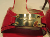 Michael Kors Red Open Toed Leather Slip on Kitten Heels