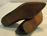 Brooks Brothers Pointed Toe Black Pebble Leather Ballet Flats
