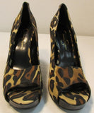 Jessica Simpson Open Toed Leopard Print Canvas Platform