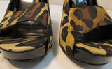 Jessica Simpson Open Toed Leopard Print Canvas Platform