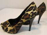 Jessica Simpson Open Toed Leopard Print Canvas Platform