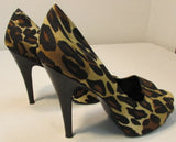 Jessica Simpson Open Toed Leopard Print Canvas Platform