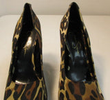 Jessica Simpson Open Toed Leopard Print Canvas Platform