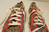 Coach Barrett Signature Brown Canvas with Pink Leather Trim Sneakers