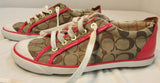 Coach Barrett Signature Brown Canvas with Pink Leather Trim Sneakers