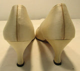 Salvatore Ferragamo Clarissa Off-White Satin Kitten Heels