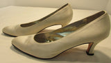 Salvatore Ferragamo Clarissa Off-White Satin Kitten Heels