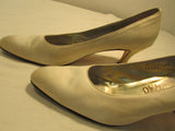 Salvatore Ferragamo Clarissa Off-White Satin Kitten Heels