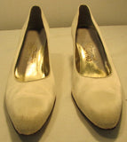 Salvatore Ferragamo Clarissa Off-White Satin Kitten Heels