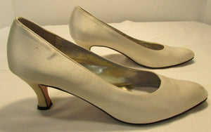 Salvatore Ferragamo Clarissa Off-White Satin Kitten Heels