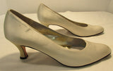 Salvatore Ferragamo Clarissa Off-White Satin Kitten Heels