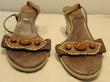 Khrio Vera Pelle Beige Ankle Wrap Wedge