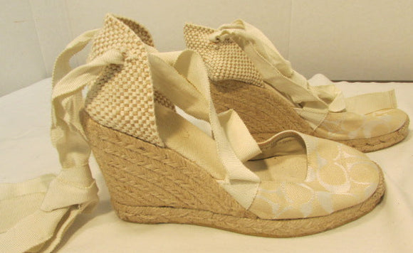 Coach Marnie Bone Signature Woven Platform Heels