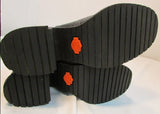 Harley-Davidson Black Leather Open-Toe Heeled Wedge Sandal