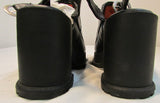 Harley-Davidson Black Leather Open-Toe Heeled Wedge Sandal