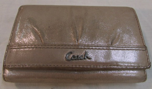 Coach Pleated Gold Leather Wallet