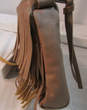 Tan Faux Leather Fringe Shoulder Bag