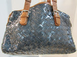 Sondra Roberts Blue Woven Leather Satchel