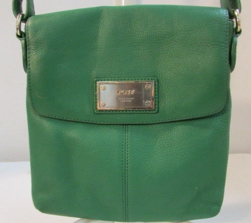 DKNY Green Pebble Leather Crossbody