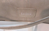 La Diva Taupe Butterfly Vegan Leather Satchel Purse