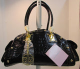 Callabags Black Patent Reptile Embossed Handbag