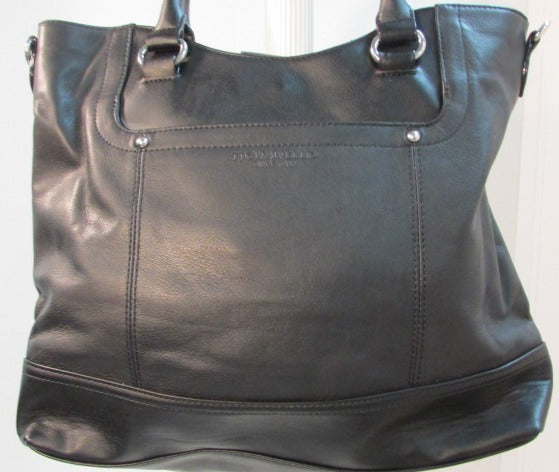 Tignanello Black Leather Satchel Purse