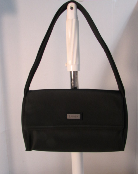 Lauren Ralph Lauren Black Nylon Flap Shoulder Purse