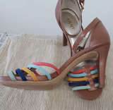 Anne Klein Brown Multi-Color Open Toe Sandals