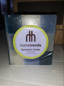 Hometrends Blue Checkered Unscented Candles