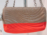 Henri Bendel Orange and Tan Leather Shoulder/Clutch