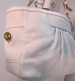 Coach White Leather Pleated East West Gallery Shoulder Bag
