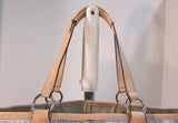 Coach Silver and Tan Leather Tote with Silver Hardware