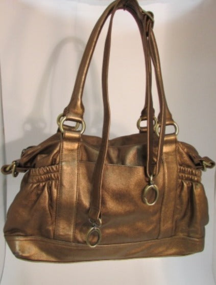 Perlina New York Metallic Bronze Leather Satchel – MA & PAS  display picture 3
