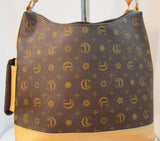 Carryland Brown Coated Canvas Tan Trim Shoulder Bag