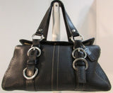 Coach Black Pebble Leather Chelsea Turnlock Satchel