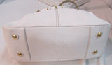 Coach White Leather Pleated East West Gallery Shoulder Bag