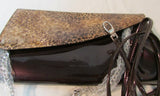 Beijo Patent Leather Leopard and Egg Plant Clutch with Matching Coin Purse - NWT