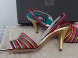 Anne Klein Bali Multi-Color Leather Heeled Sandal