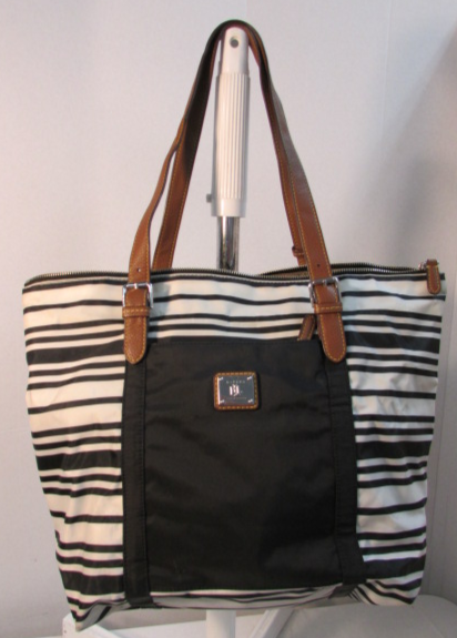 Lauren Ralph Lauren Duffield Nylon Tote Black and Vanilla