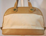 Marlo Beige Canvas with Tan Leather Shoulder Bag