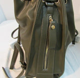 Moda Luxe Margo Olive Green Drawstring Leather Backpack