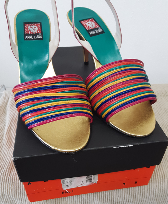 Anne Klein Bali Multi-Color Leather Heeled Sandal