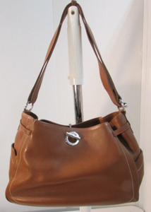 Lamarthe Paris Brown Pebble Leather Shoulder Bag