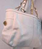 Coach White Leather Pleated East West Gallery Shoulder Bag