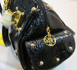Callabags Black Patent Reptile Embossed Handbag