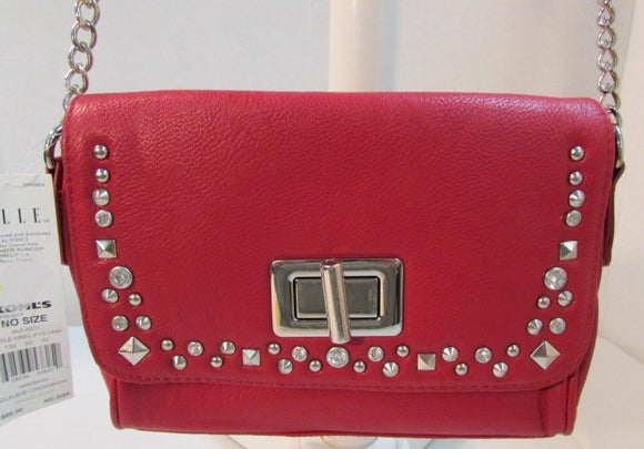 EllE Red Vinyl Crossbody Purse