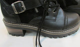 Madden Girl Black Leather Lace Up Boots
